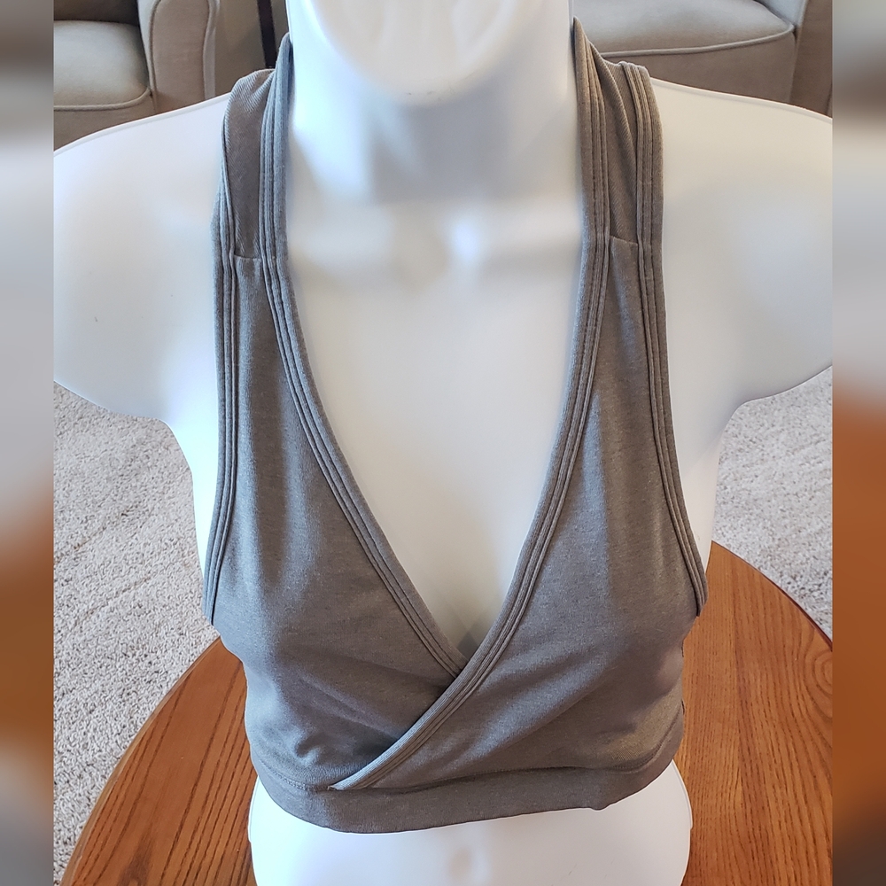 Lululemon gray wrap style athletic top, size S